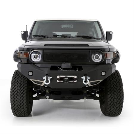 Smittybilt M1 Toyota FJ Cruiser Winch Mount Front Bumper with D-ring Mounts and Light Kit (Black) - 612850