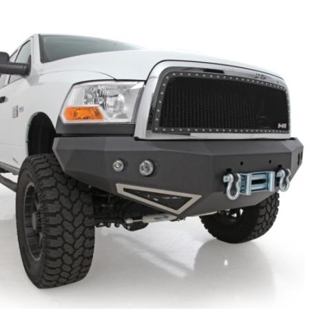 Smittybilt M1 Dodge Truck Winch Mount Front Bumper with D-ring Mounts and Light Kit (Black) - 612800