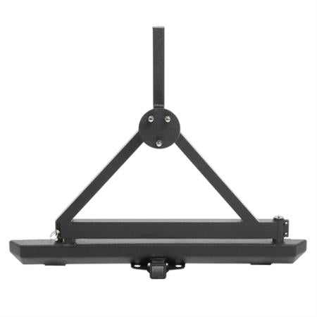 Smittybilt Classic Rock Crawler Rear Bumper and Tire Carrier with Receiver Hitch (Black) - 76651